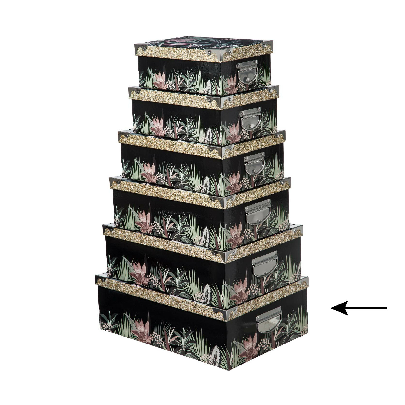 5Five Opbergdoos-box 2x zwart L48 x B33.5 x H16 cm Stevig karton Junglebox