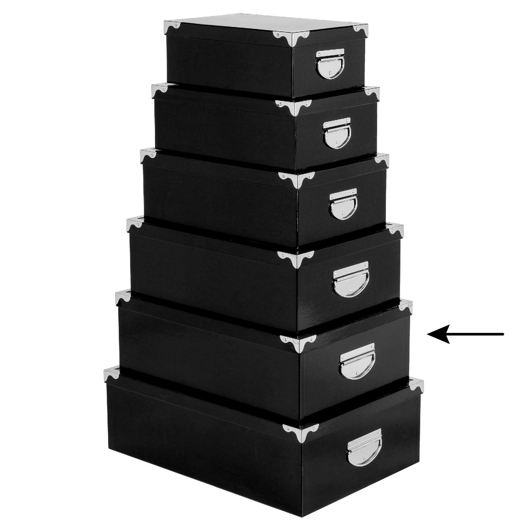 5Five Opbergdoos-box 3x zwart L44 x B31 x H15 cm Stevig karton Blackbox