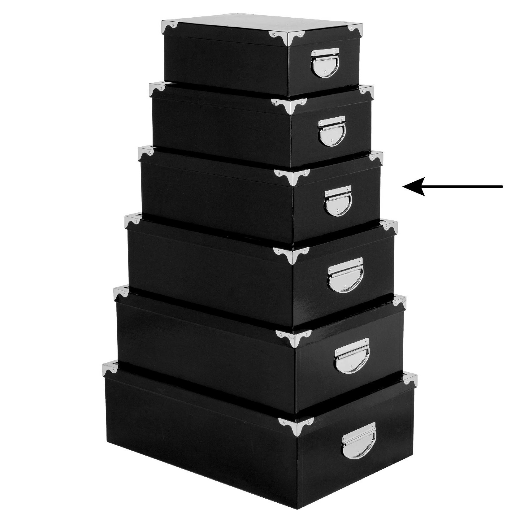 5Five Opbergdoos-box 4x zwart L36 x B24.5 x H12.5 cm Stevig karton Blackbox