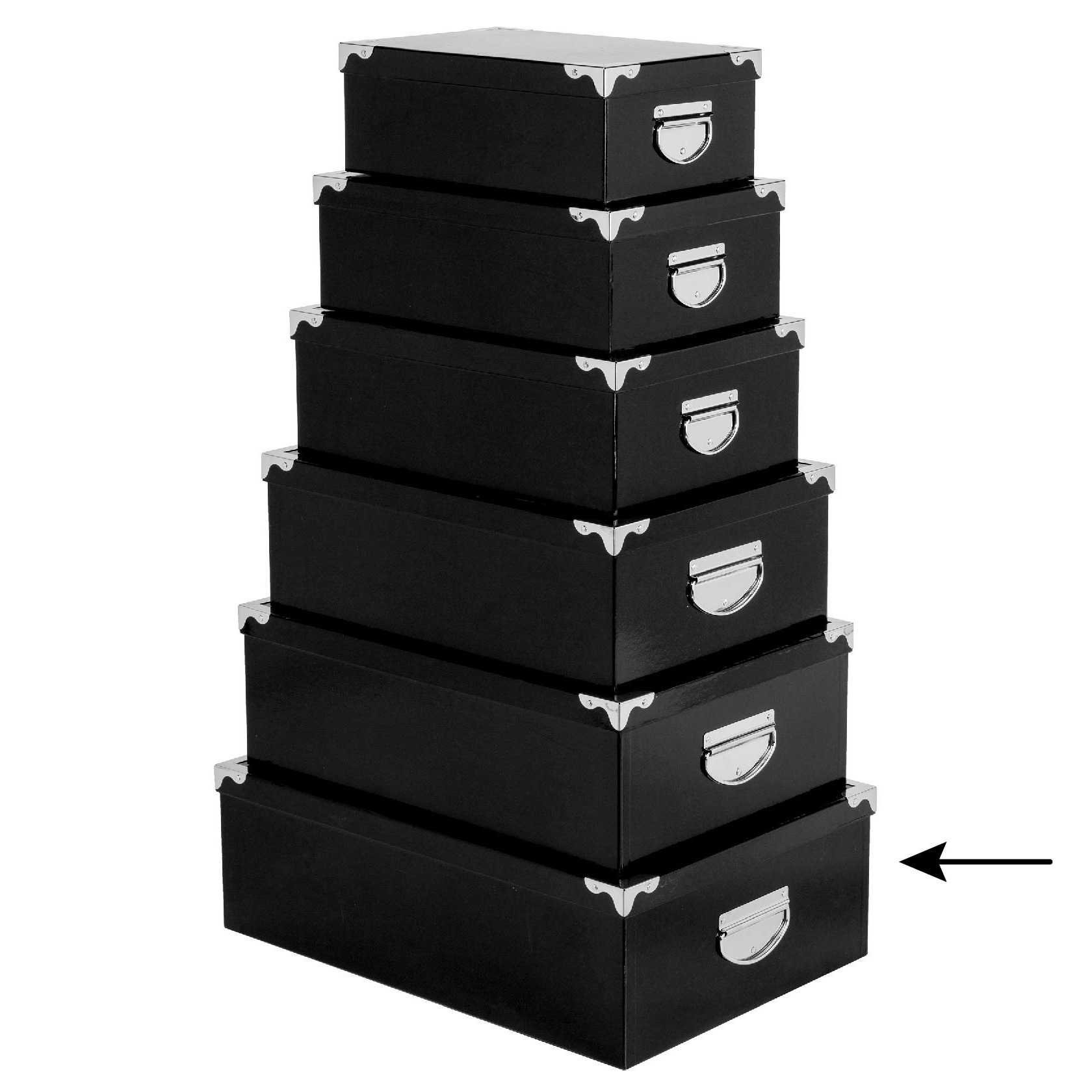 5Five Opbergdoos-box 4x zwart L48 x B33.5 x H16 cm Stevig karton Blackbox
