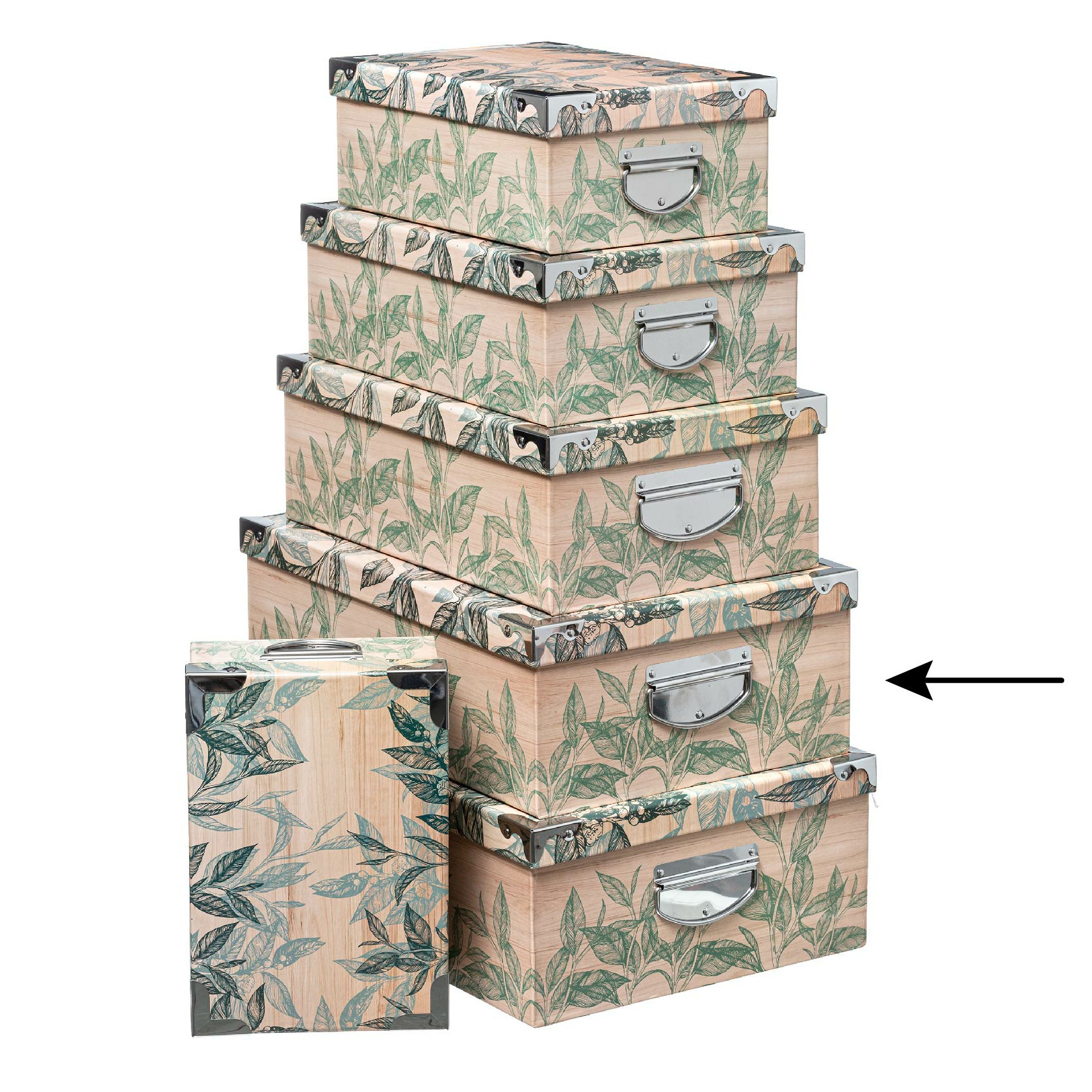 5Five Opbergdoos-box Green Leafs L44 x B31 x H15 cm Stevig karton Leafsbox