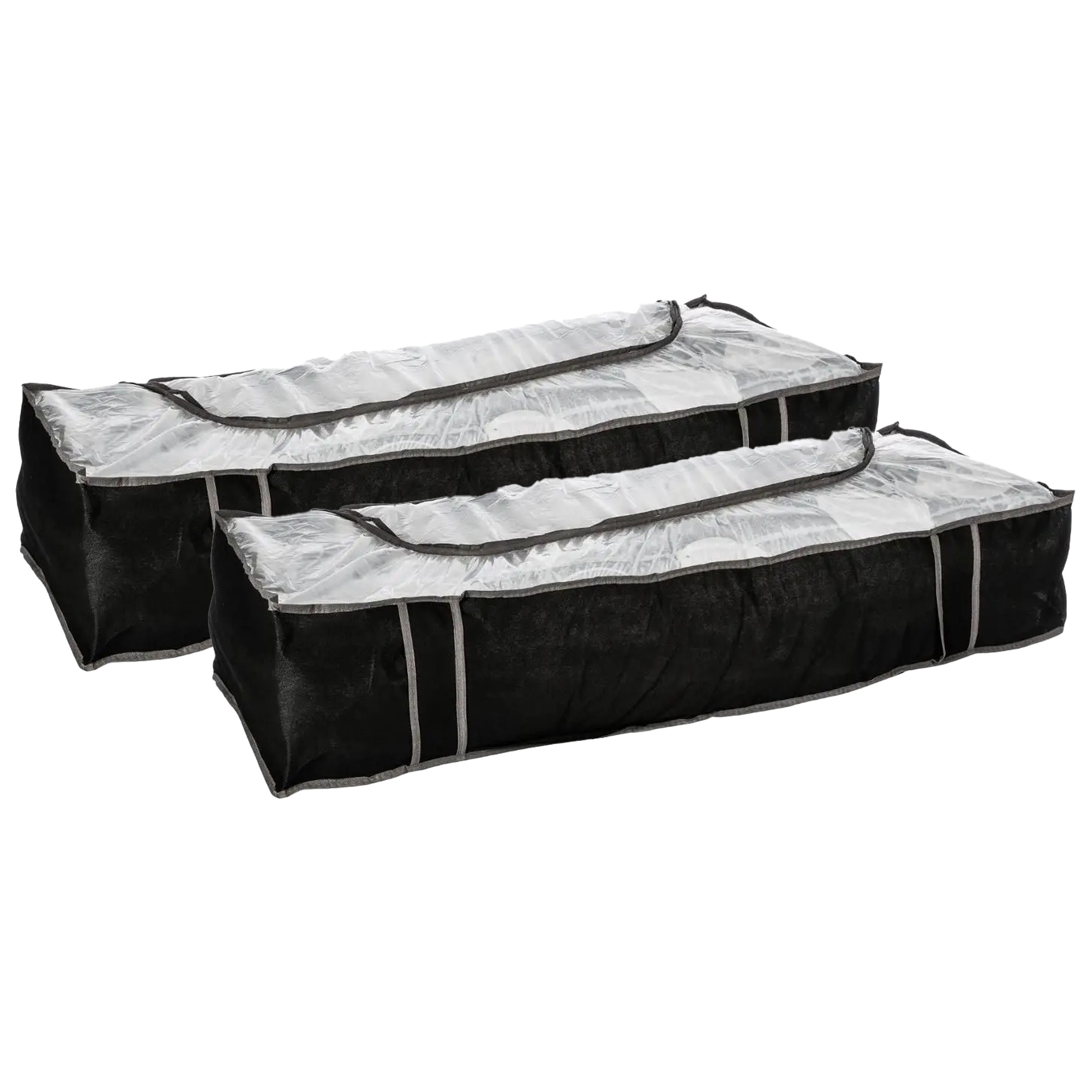 5Five Opberghoes-beschermhoes dekens en kussens 2x zwart-grijs 100 x 45 x 20 cm