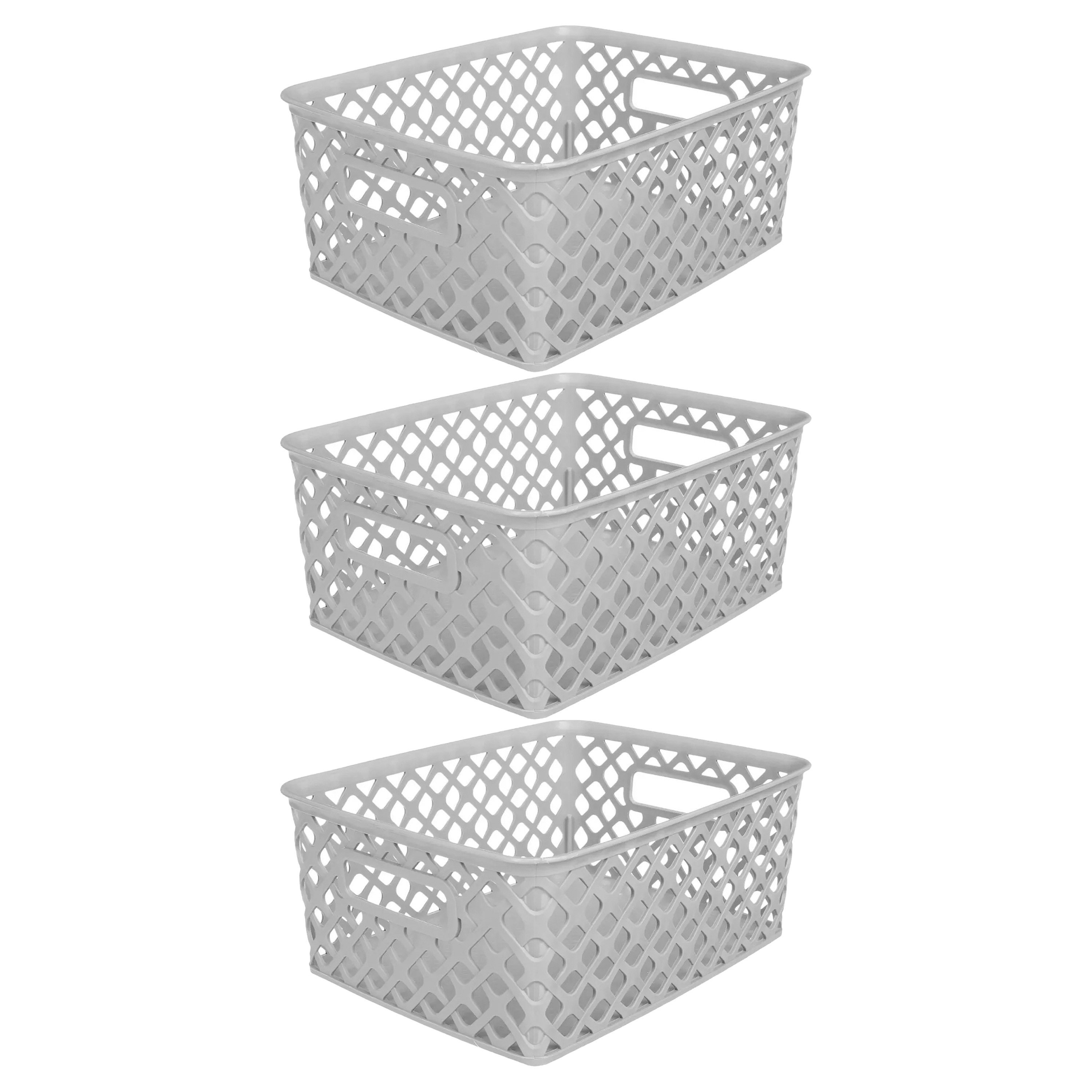 5Five Opbergmand-box van kunststof 3x grijs 19 x 25 x 10 cm 4 liter