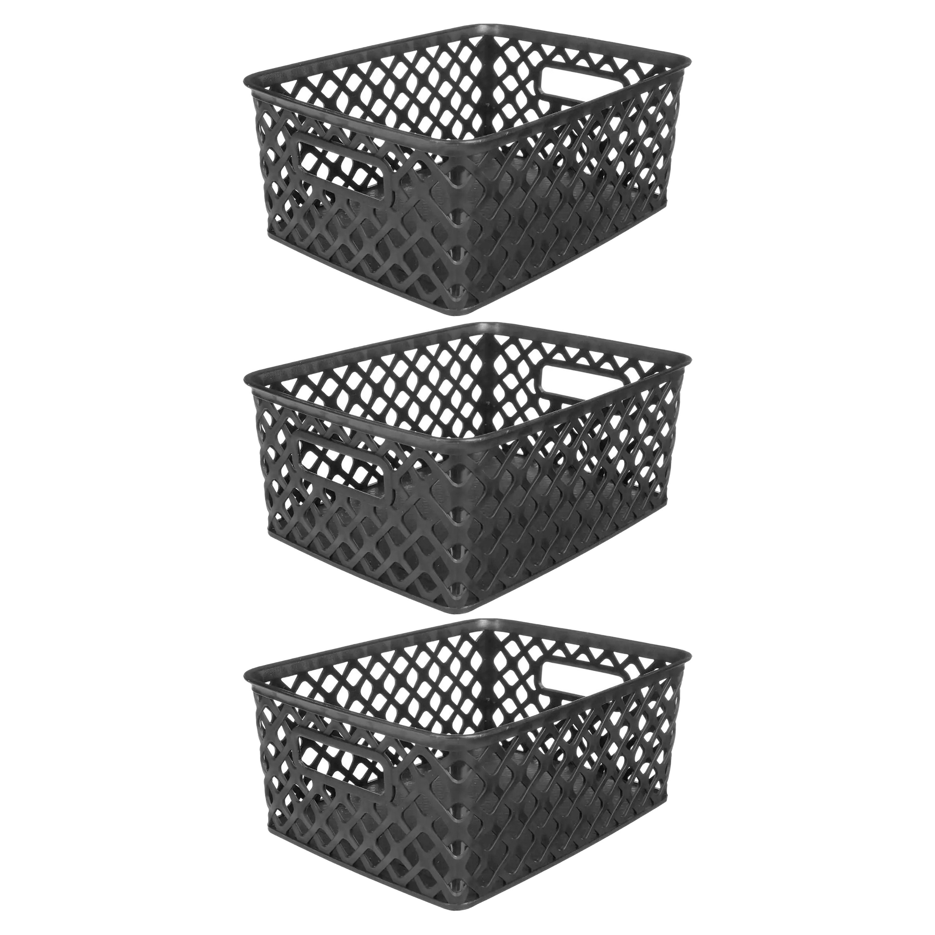 5Five Opbergmand-box van kunststof 3x zwart 19 x 25 x 10 cm 4 liter