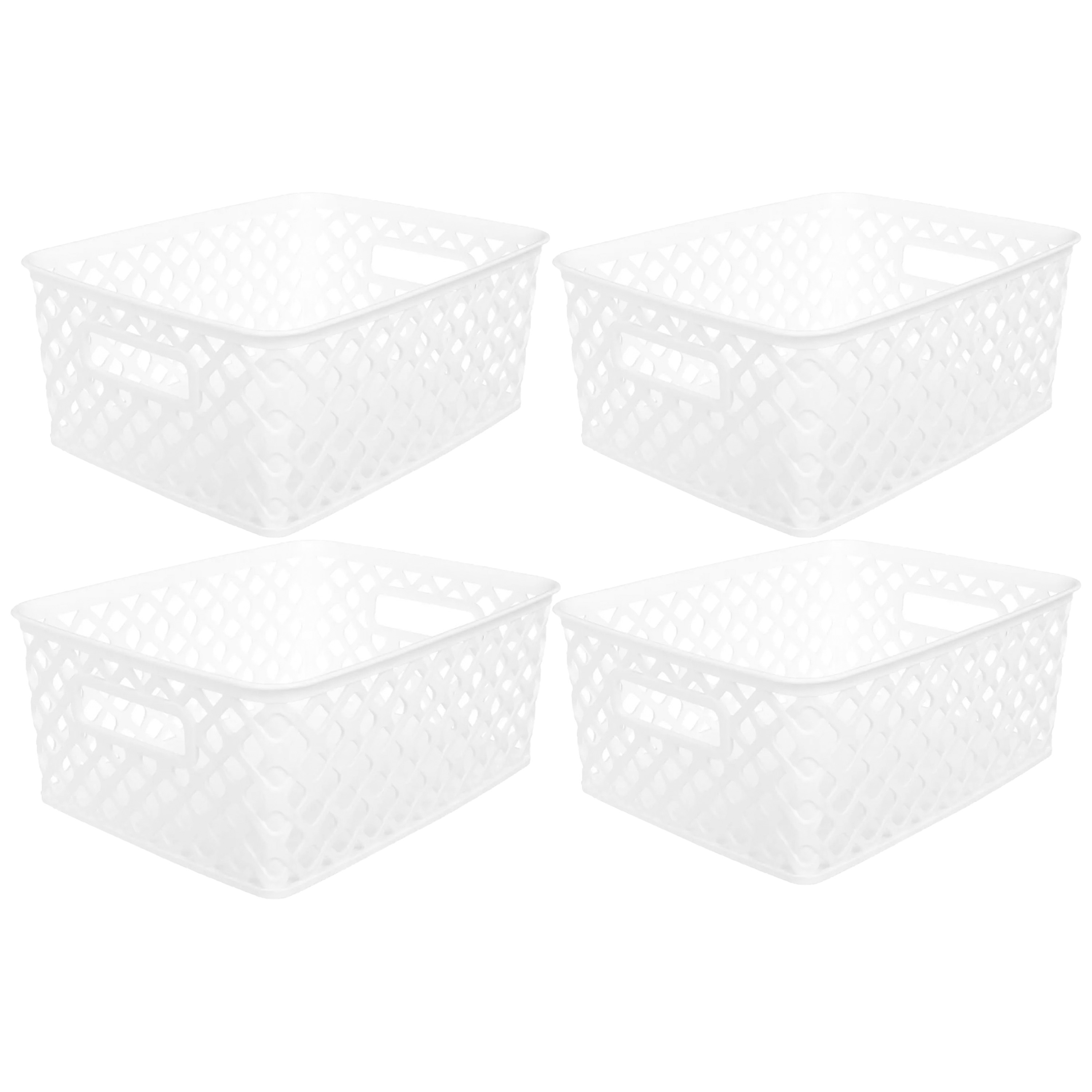 5Five Opbergmand-box van kunststof 4x wit 19 x 25 x 10 cm 4 liter