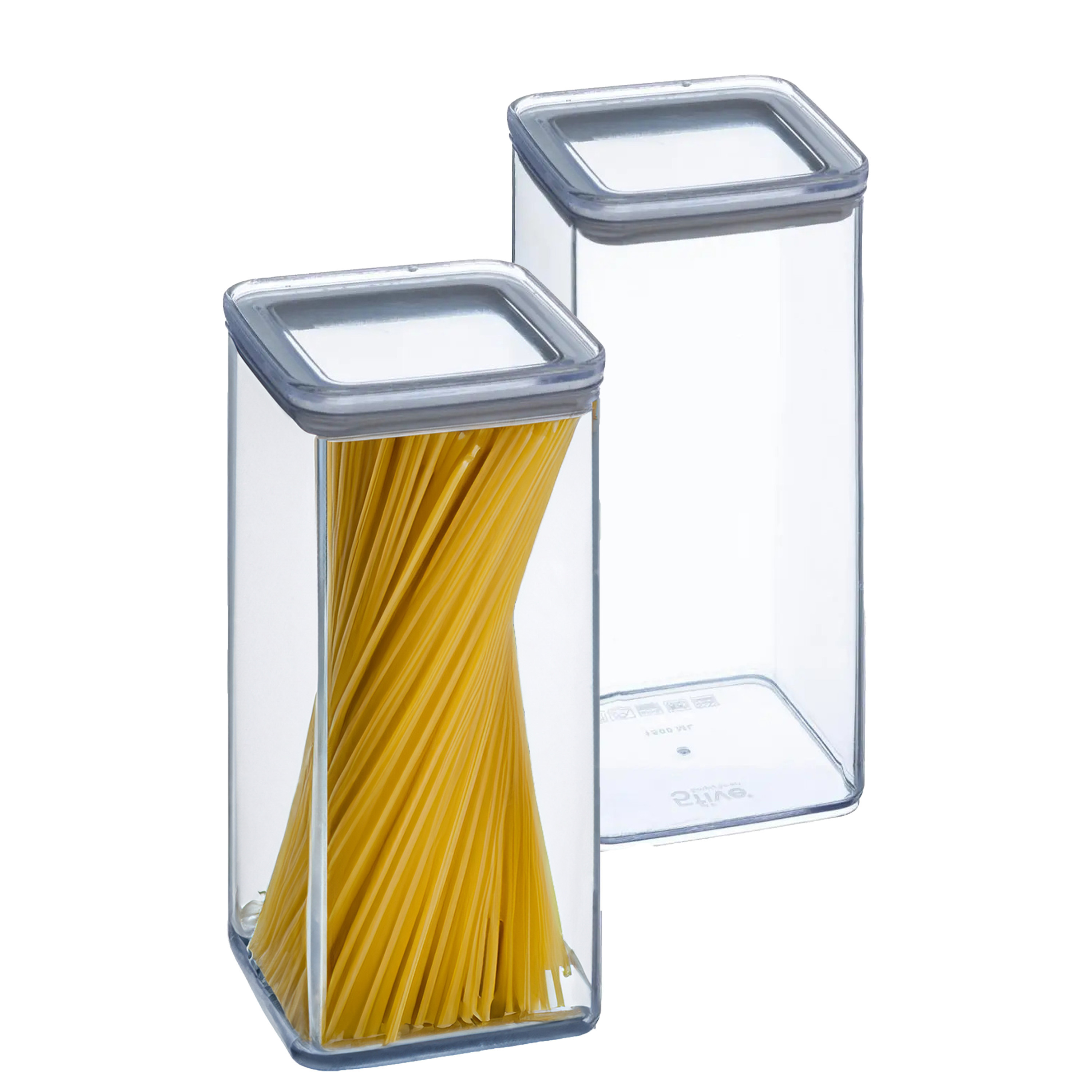 5Five Voorraadpot 2x keuken-voedsel kunststof 1500 ml luchtdichte deksel transparant