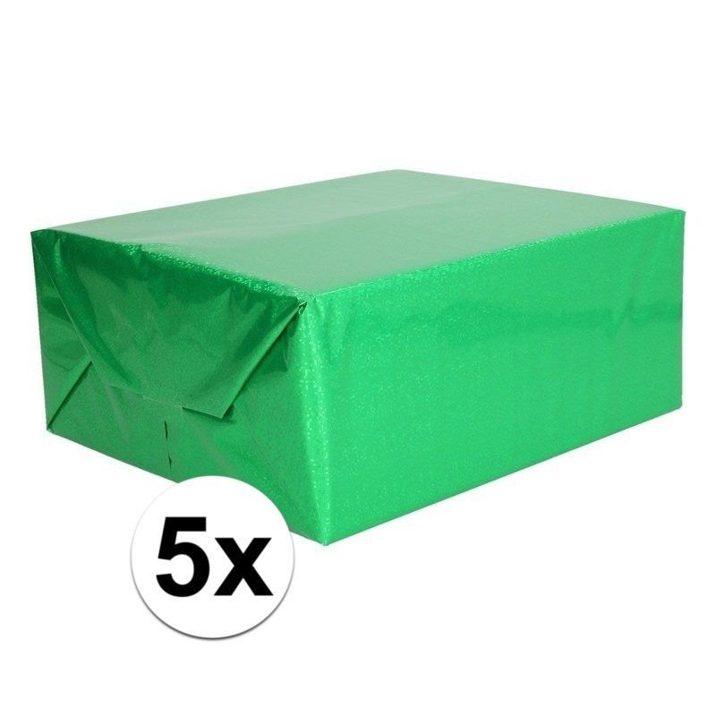 5x Holografische groen metallic folie-inpakpapier 70 x 150 cm
