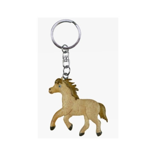 5x Houten sleutelhanger paard-veulen speelgoed
