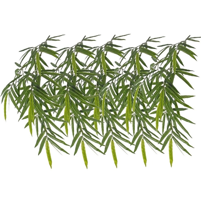 5x Kunstplanten groene bamboe hangplant-tak 82 cm UV bestendig