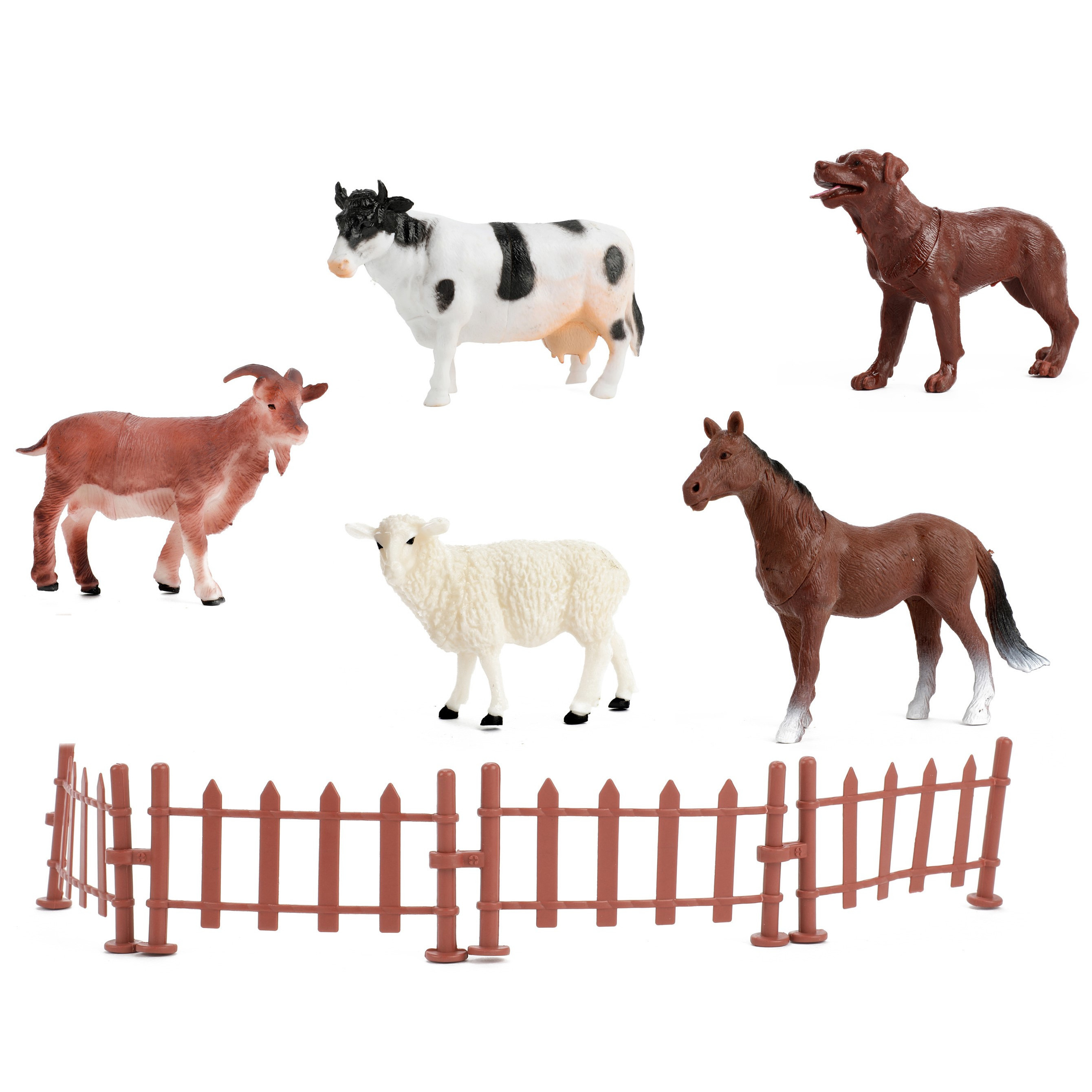 5x kunststof speelgoed boerderij dieren speelfiguren -