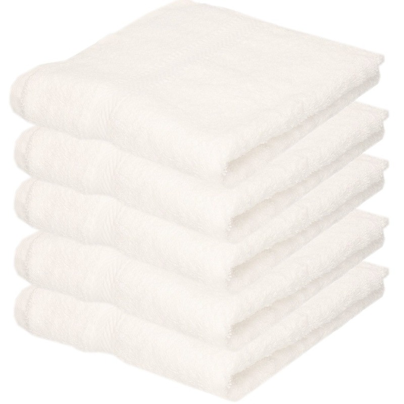 5x Luxe handdoeken wit 50 x 90 cm 550 grams