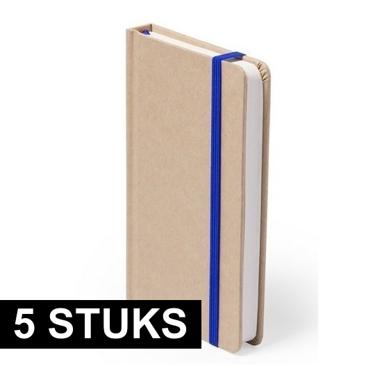 5x Luxe schriften blauw elastiek A6 formaat