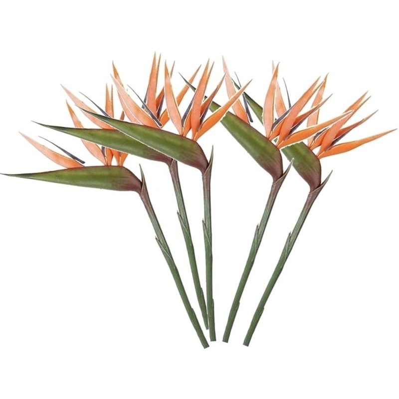 5x Oranje strelitzia-paradijsvogelbloem kunstbloemen 90 cm