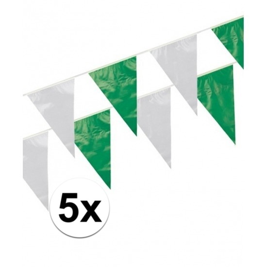 5x Plastic vlaggenlijn groen-wit