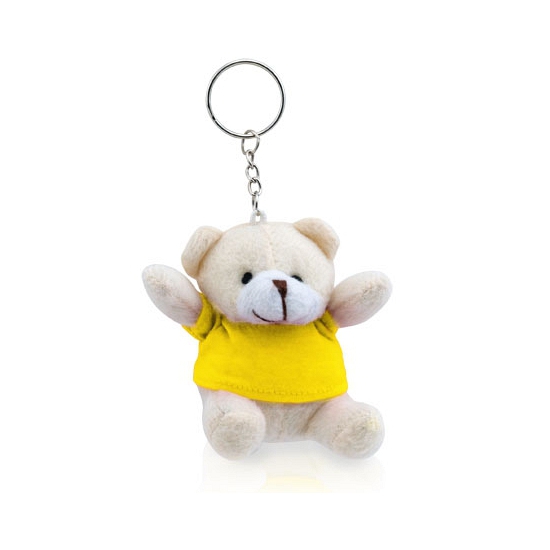 5x Pluche teddybeer knuffels sleutelhangers geel 8 cm