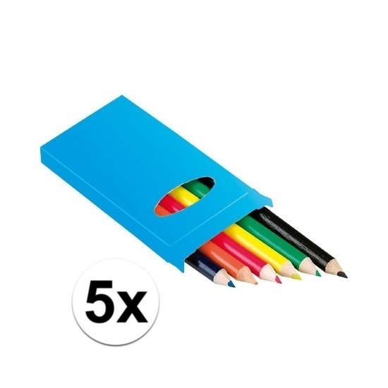 5x setje potloden 6 stuks gekleurd