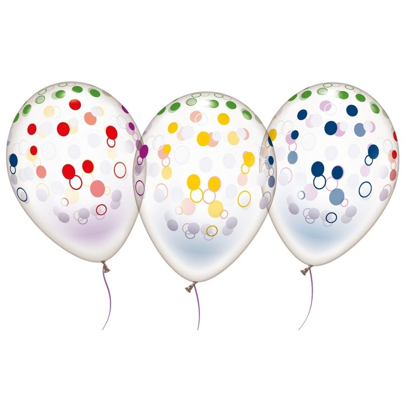 5x Transparante ballonnen met stippen 28 cm -