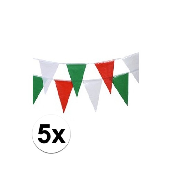 5x Vlaggenlijn groen-rood-wit 4 meter