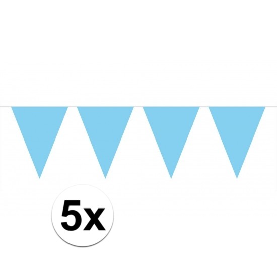 5x vlaggenlijn-slinger baby blauw 10 meter