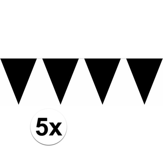 5x vlaggenlijn-slinger zwart 10 meter