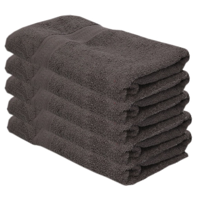 5x Voordelige badhanddoeken grijs 70 x 140 cm 420 grams