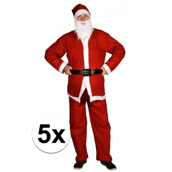 5x Voordelige Santa Run kerstman kostuums voor volwassenen