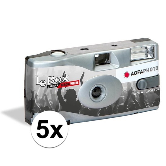 Merkloos 5x Wegwerp cameras met flitser voor zwart/wit fotos -
