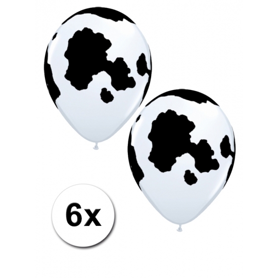 6 koeien print ballonnen 28 cm -