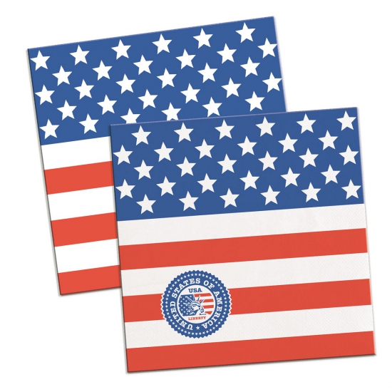 60x Amerikaanse vlag-USA themafeest servetten 25 x 25 cm