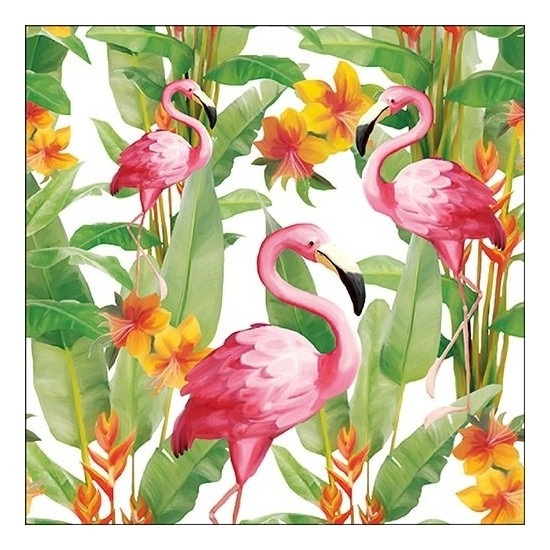 60x Flamingo exotisch thema servetten 33 x 33 cm