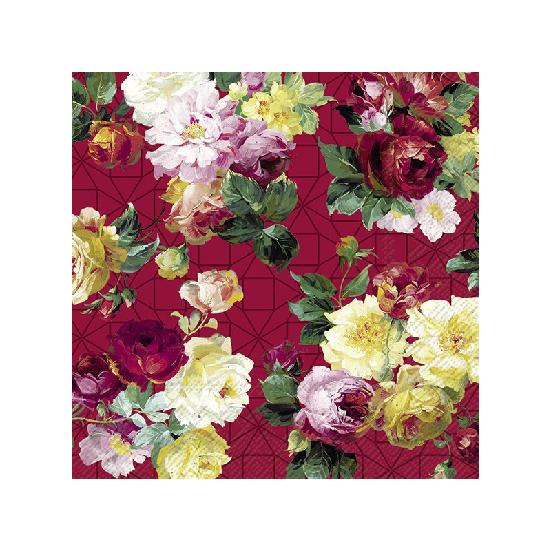 60x Gekleurde 3-laags servetten rozen 33 x 33 cm