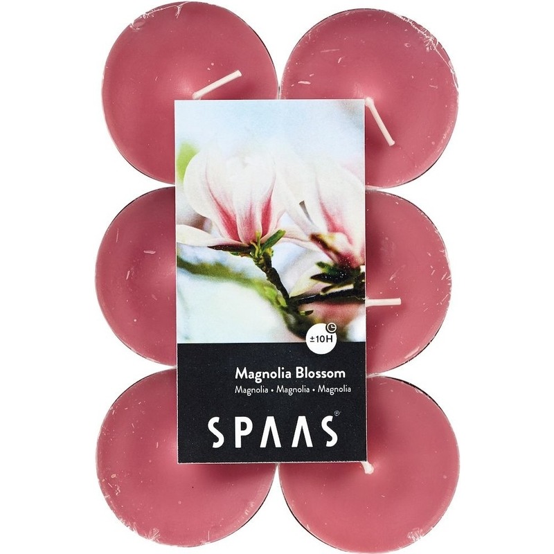 60x Maxi geurtheelichtjes Magnolia Blossom-roze 10 branduren