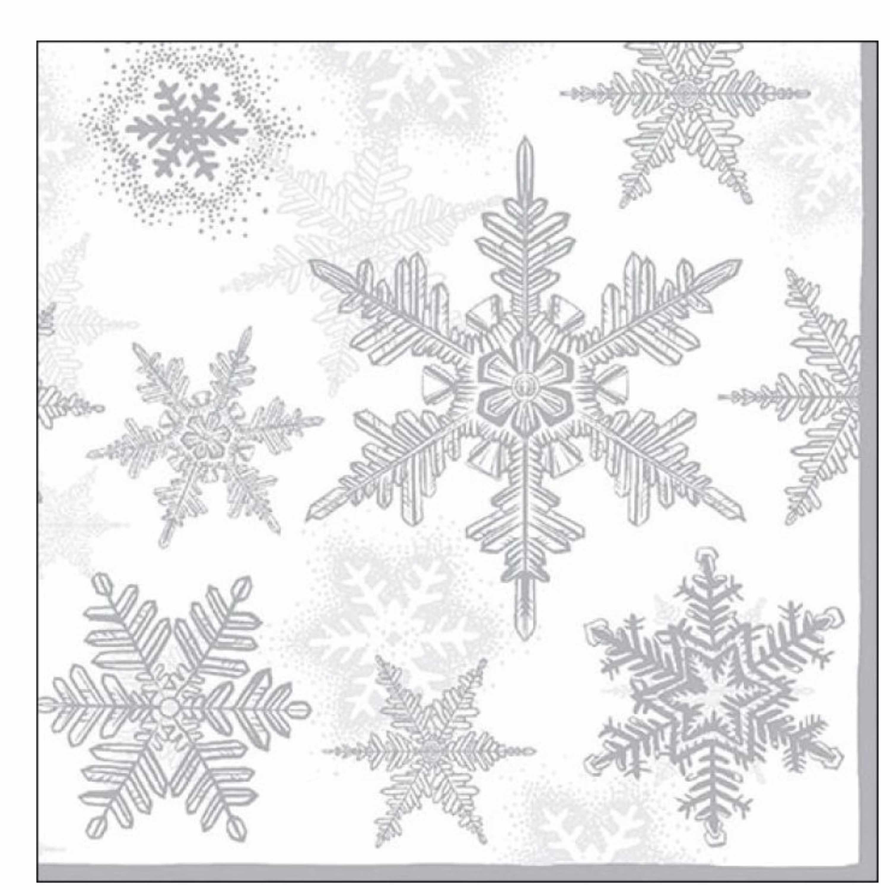 Ambiente 60x Servetten winter sneeuwvlokken thema wit/zilver 33 x 33 cm -