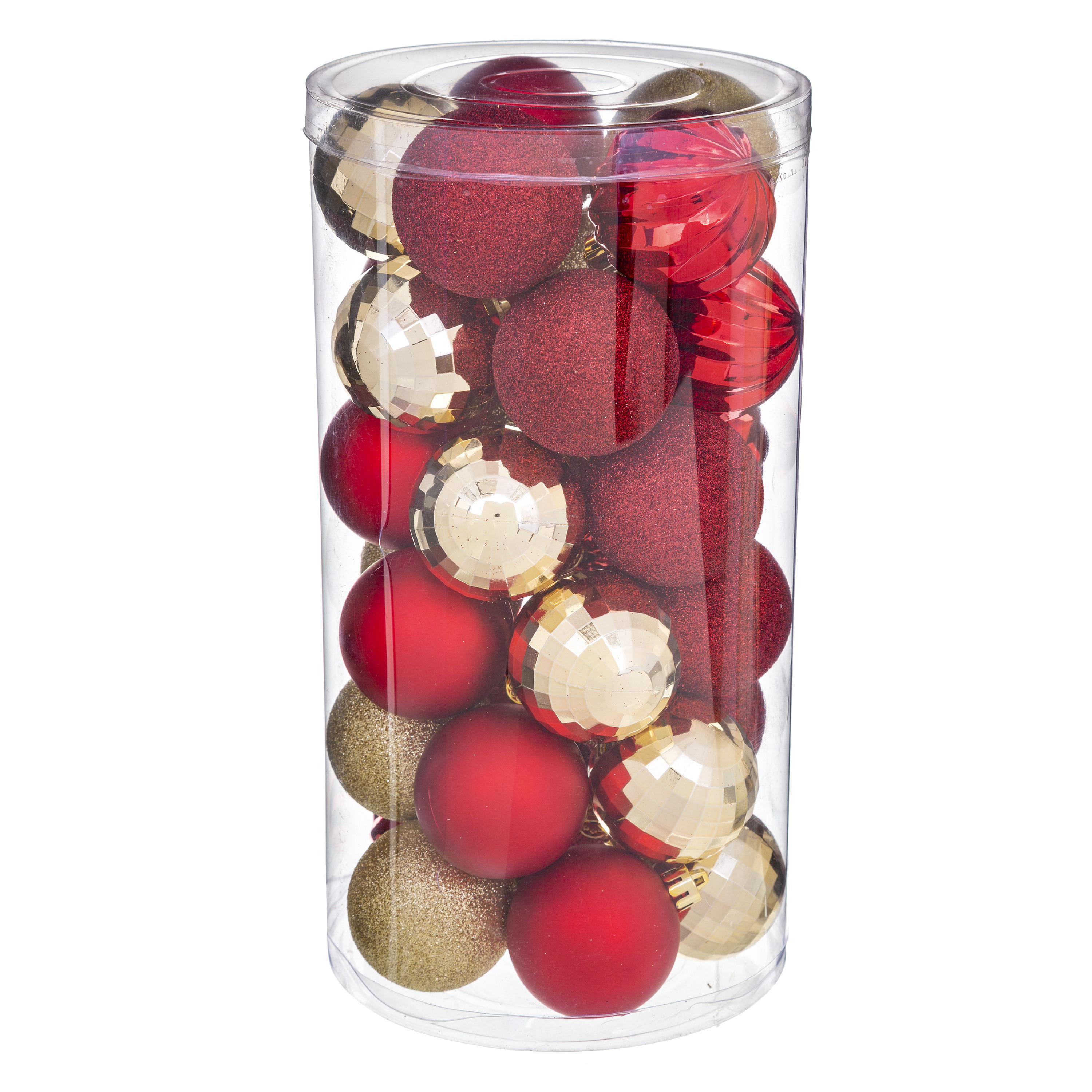 60x stuks kerstballen mix rood-champagne glans en mat kunststof 6 cm