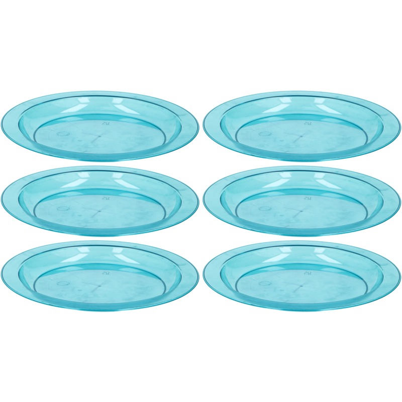 6x Blauwe plastic borden-bordjes 20 cm