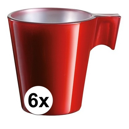 6x Espresso-koffie kopje rood