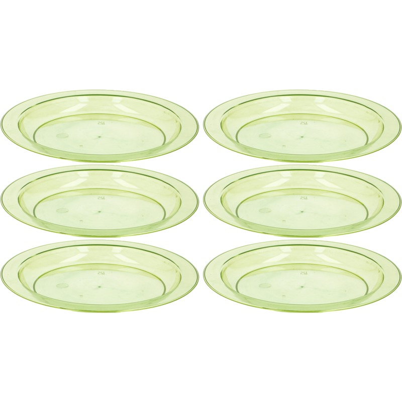 6x Groene plastic borden-bordjes 20 cm