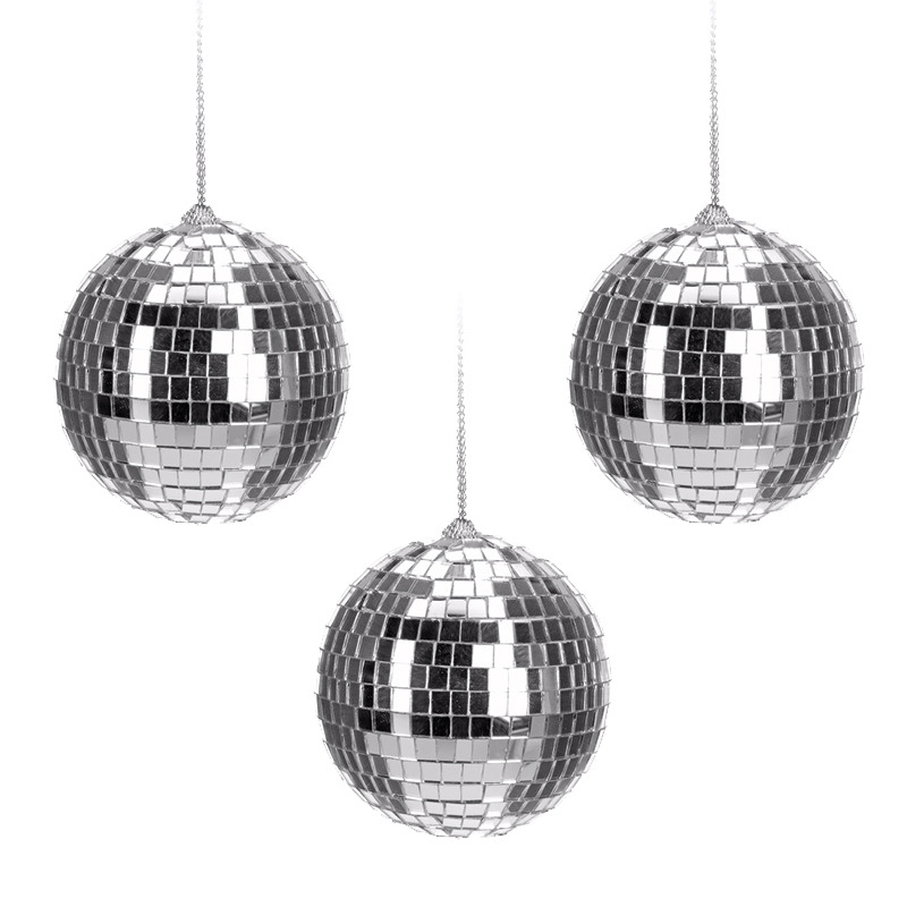 6x Kerstballen discoballen-discobollen zilver 6 cm