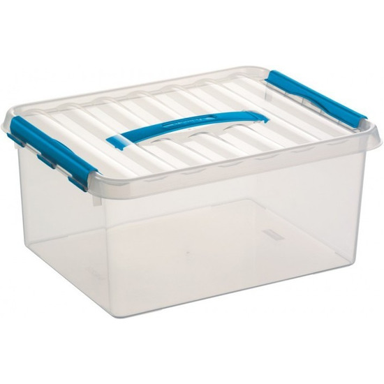 6x Opberg box-opbergdoos 15 liter 40 cm transparant-blauw