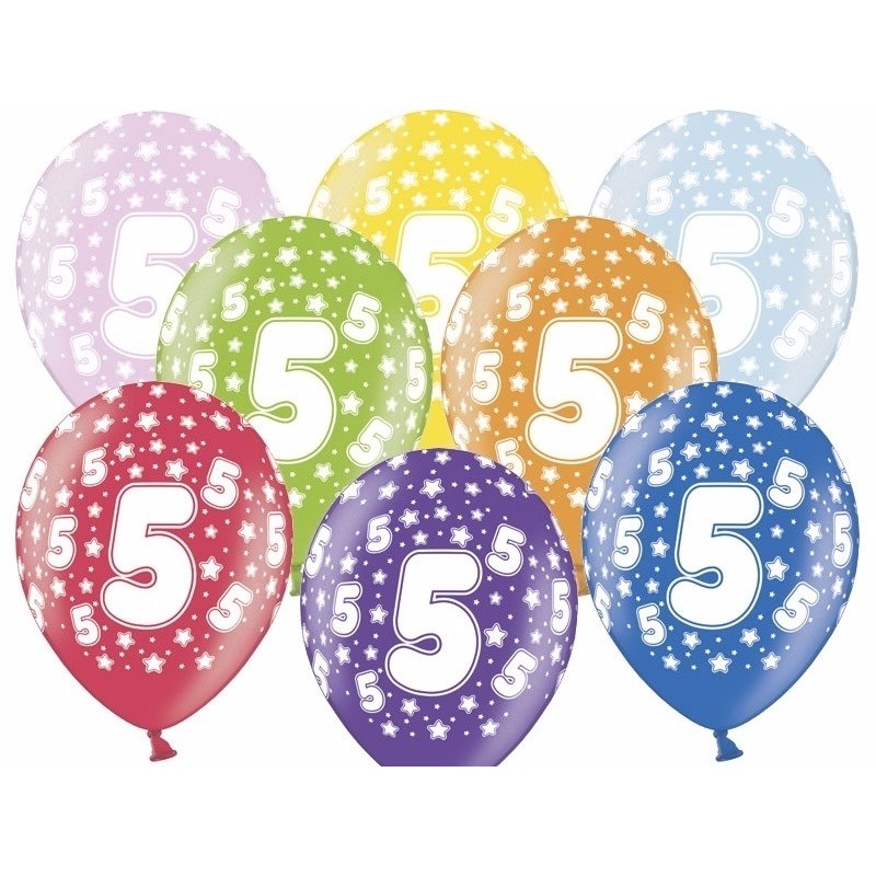 6x stuks ballonnen 5 jaar leeftijd feestartikelen -