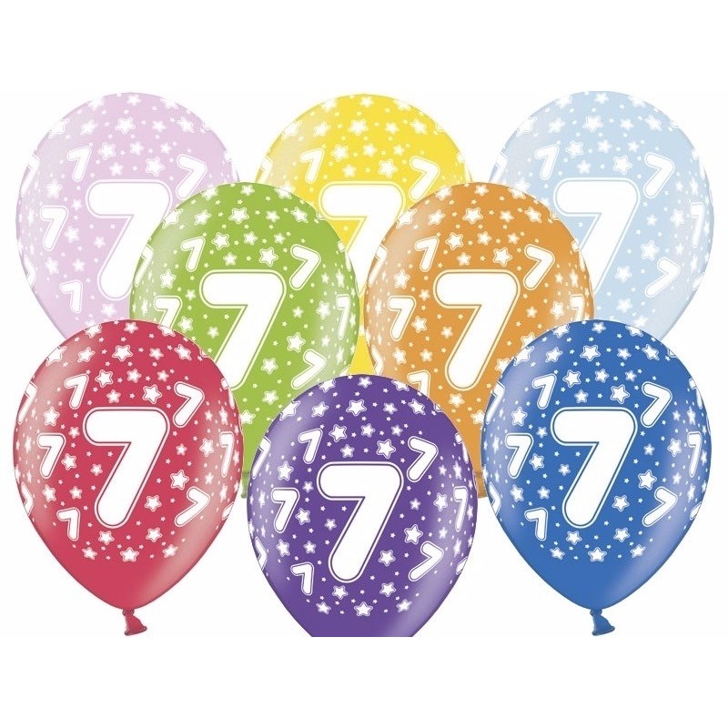 6x stuks Ballonnen 7 jaar thema met sterretjes -