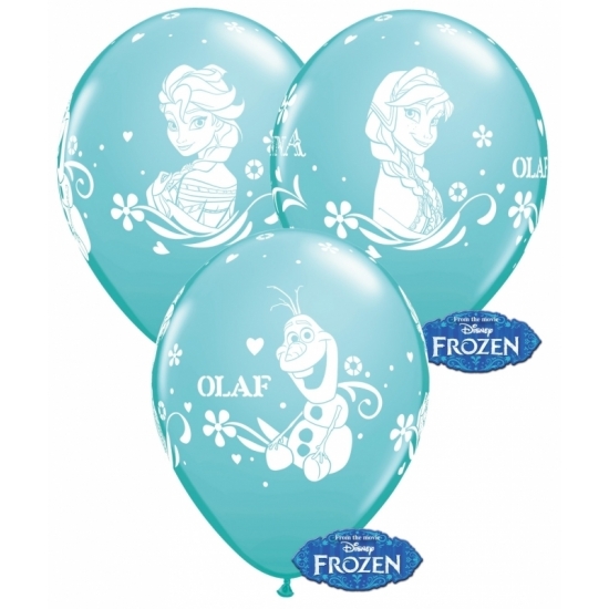 6x stuks Blauwe Disney Frozen thema ballonnen -