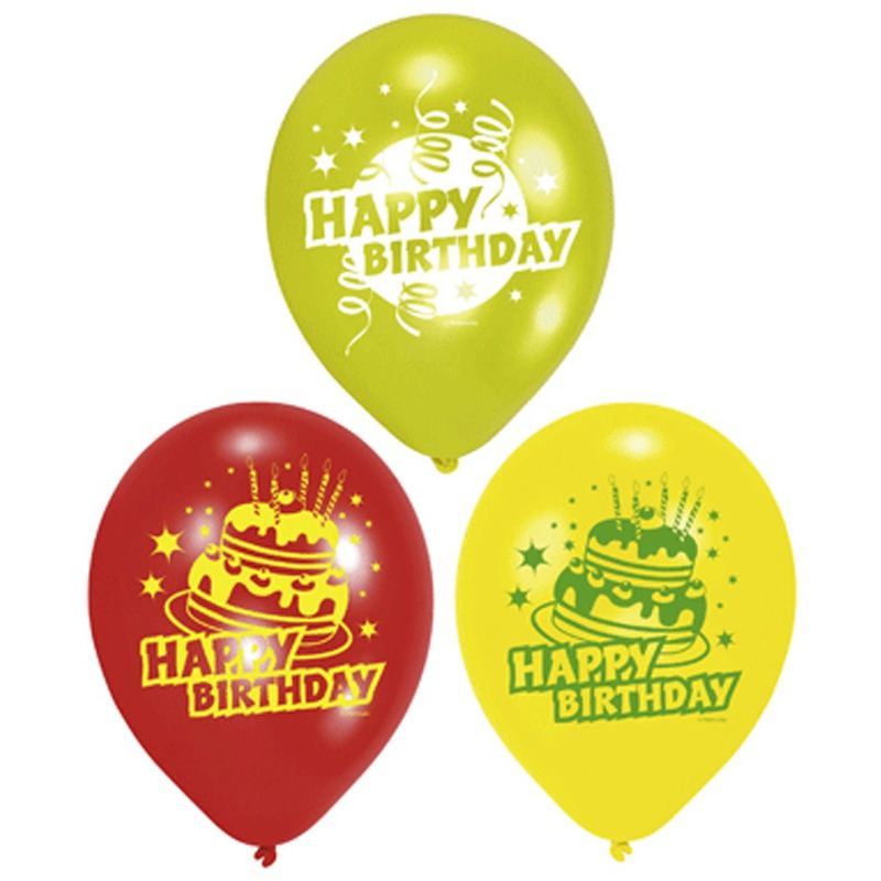 6x stuks Happy Birthday ballonnen 23 cm -