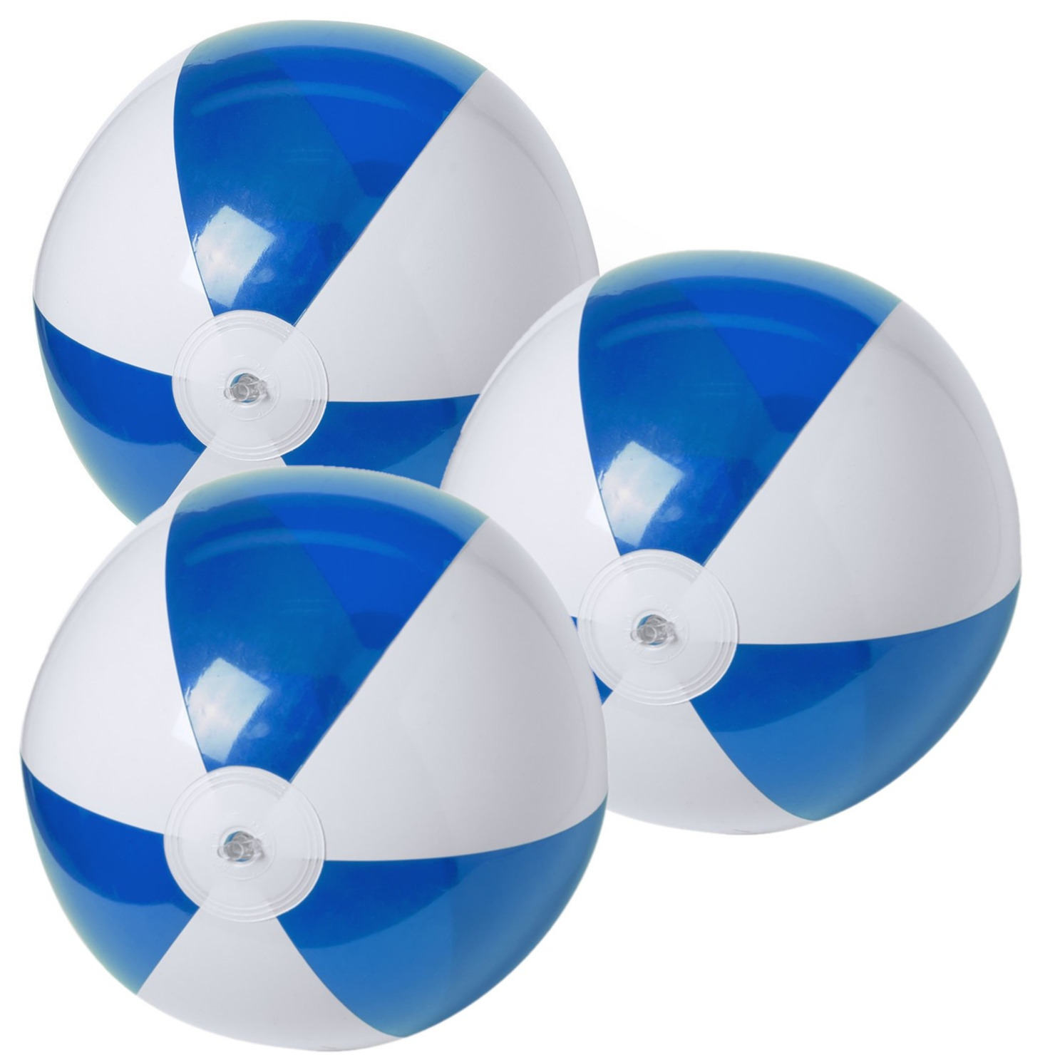 6x stuks opblaasbare strandballen plastic blauw-wit 28 cm