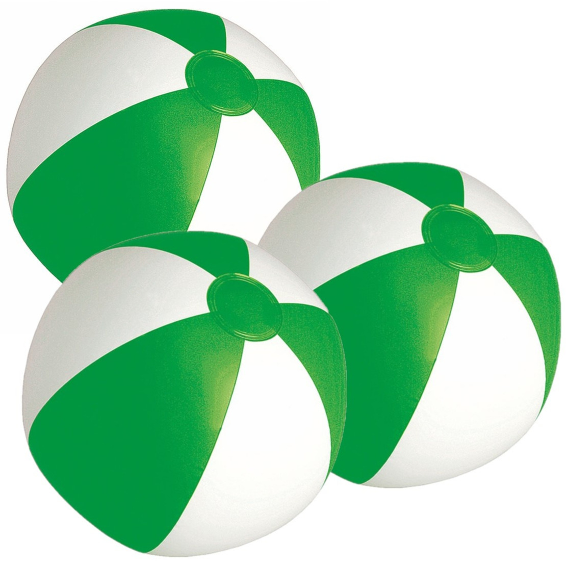 6x stuks opblaasbare zwembad strandballen plastic groen-wit 28 cm