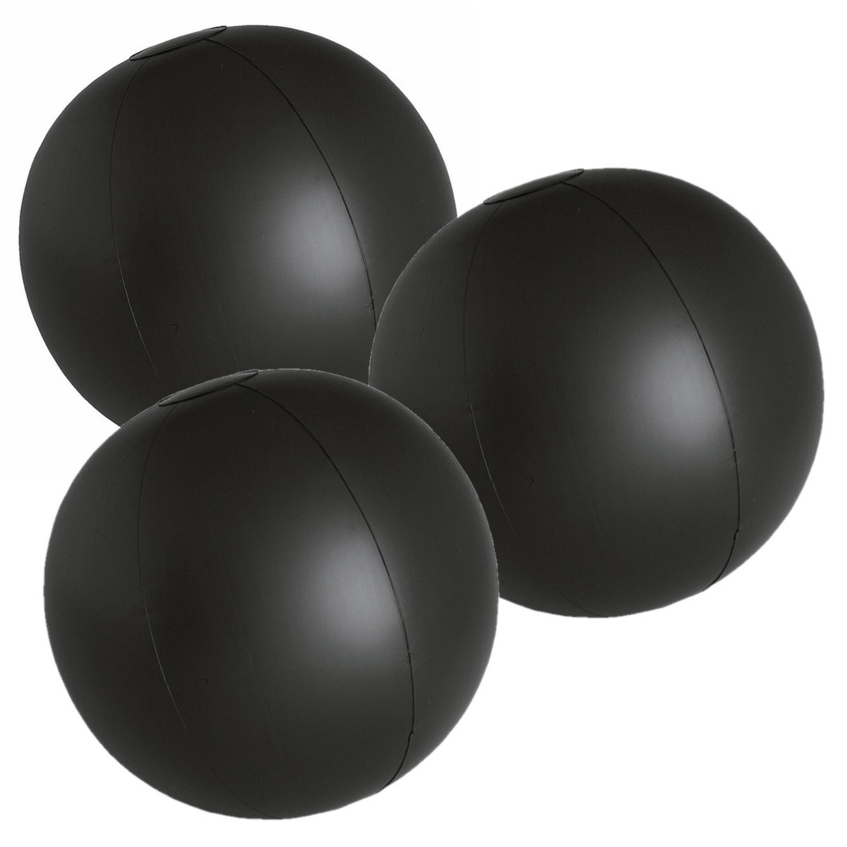 6x stuks opblaasbare zwembad strandballen plastic zwart 28 cm -