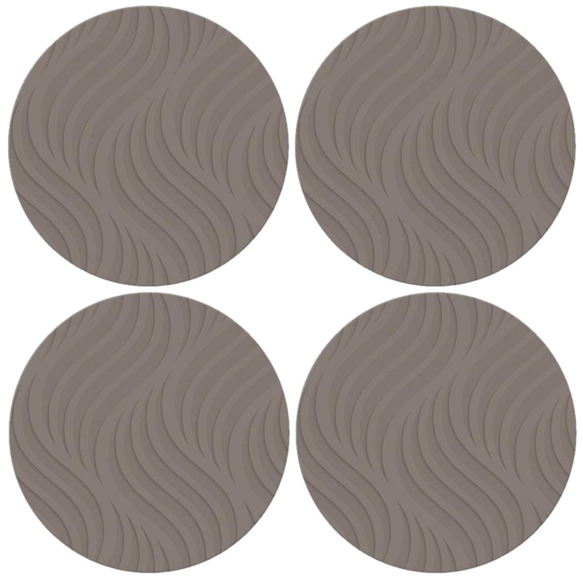6x stuks ronde placemats taupe met wave patroon 37 cm -