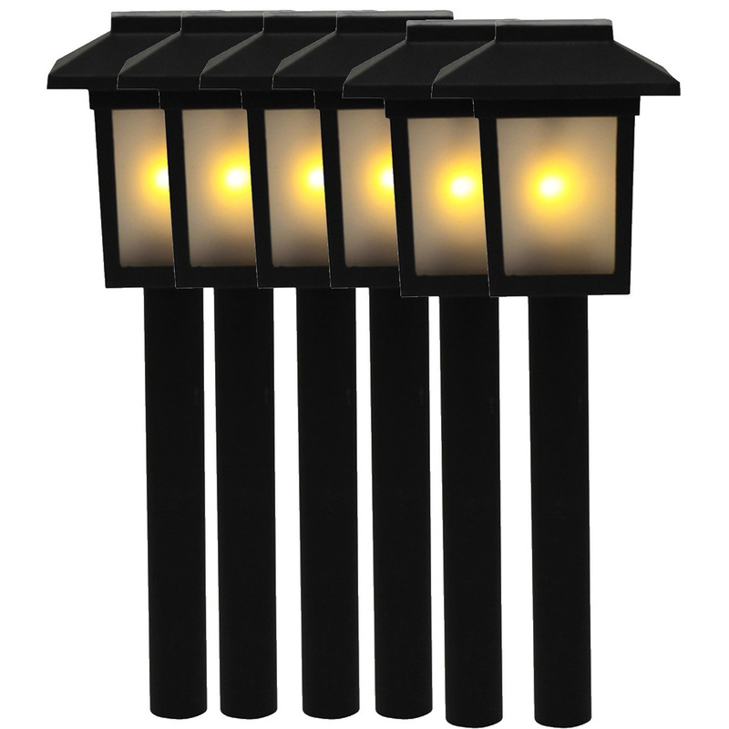 6x Tuinlamp fakkel-tuinverlichting met vlam effect 34,5 cm