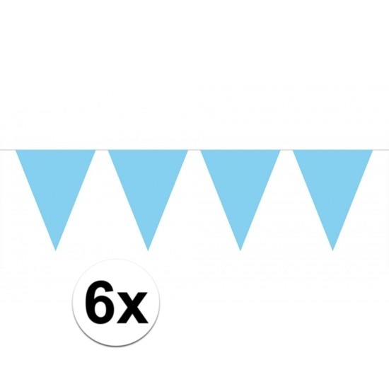 6x vlaggenlijn-slinger baby blauw 10 meter