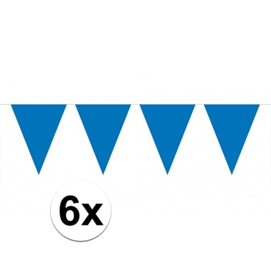 6x vlaggenlijn-slinger blauw 10 meter